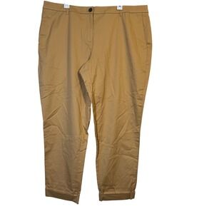 WILDFANG NWT The‎ Essential Trouser Size 18 Tan Khaki Cotton Cuffed Nonbinary